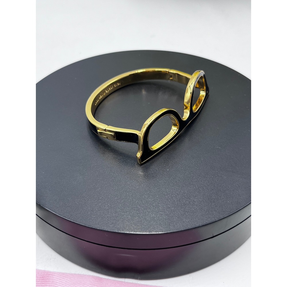 Kate Spade Goreski Lookout Black Enamel Eyeglass Hinged Bangle Bracelet Lim Ed - Picture 8 of 10